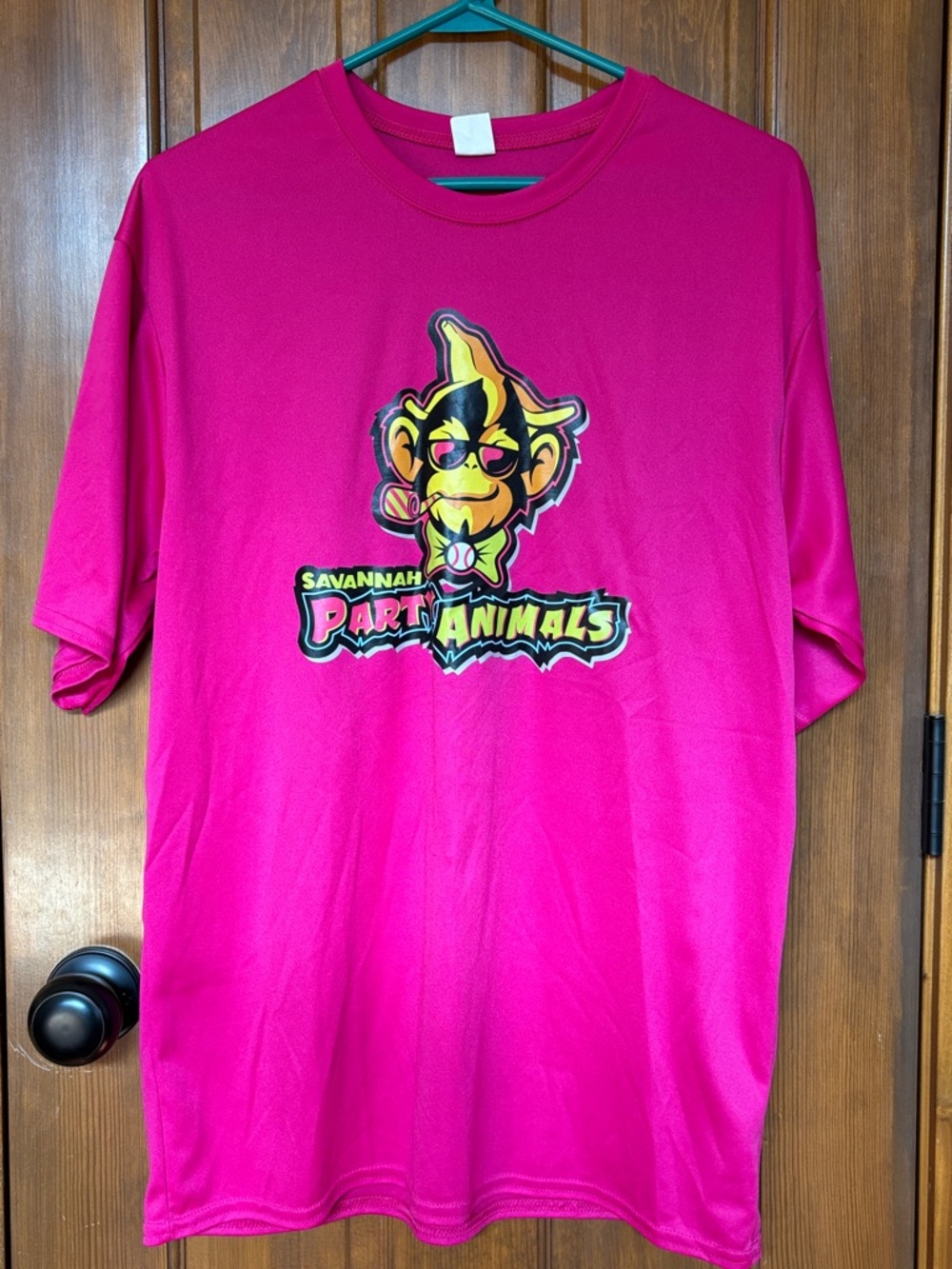 Savannah Bananas "Party Animals" Short Sleeve Hot Pink Graphic Tee Size L